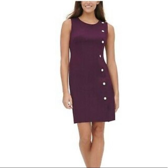 Tommy Hilfiger Dresses & Skirts - NWT Tommy Hilfiger Button Mini Sheath Dress Size 8 Purple Sleeveless Cocktail